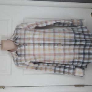 Free People Bleach Plaid Tunic Button Front Shirt Dress Size 0